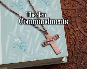 Exodus 20 Necklace * Ten Commandments Necklace * Bible Verse Gifts * Basic Christian Cross Jewelry for Men for Women * 10 Commandments