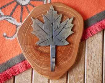 Maple Leaf Hook * Hand Forged Hook * Blacksmith Made Hook * Decorative Hooks * Metal Hooks * Forged Coat Hook * Cabin Decor