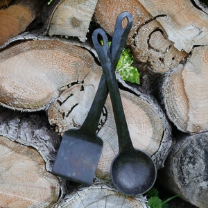Hand Forged Steel Ladle and Spatula Set * Blacksmith Made Utensil Set * Hand Forged Kitchen Utensils *  BBQ Spoon and Spatula