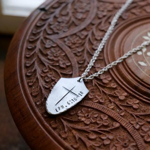 Shield of Faith Pendant* Hammered Shield Pendant * Christian Gift for Men or Women * Forged Armor of God Necklace * Ephesians 6:10-18 Verse