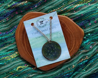 Dark Green Circle Necklace * Geometric Necklace * Emerald Green Jewelry * Geometric Pendant * Shapes Jewelry * Bubbly Necklace