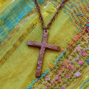 Hand Forged Copper Cross * Hammered Cross Pendant * Christian Gift for Men or Women * Forged Cross Necklace * Handmade Copper Necklace