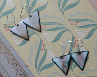 Smokey Grey Minimalist Short Dangle Earrings Women * Copper Enamel Jewelry* Handmade Earrings * Unique Earrings * Enameled Copper