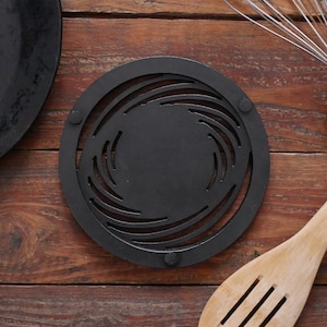Abstract Trivet * Metal Trivet for Hot Dishes * Black Trivet for Hot Pan * Trivet with Feet * Hot Plate Holder * Iron Pot Stand * Geometric