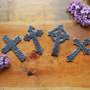 Hand Forged Steel Cross * Hammered Pocket Cross * Small Cross * Personalized Cross with Bible Verse * Christian Gift for Men or Women