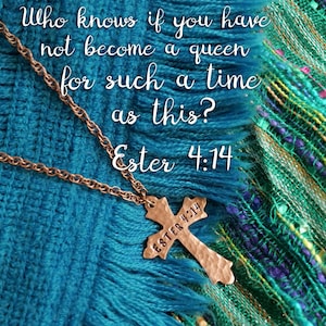 Ester 4:14 Necklace * For Such a Time as This Necklace * Bible Verse Gifts * Christian Cross Jewelry for Men for Women * Woman of Faith