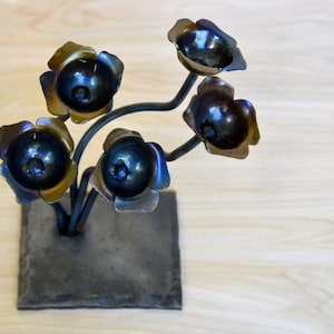 Forged Flower Sculpture *Bundle of Metal Flowers * Metal Flower Bouquet * Metal Flower Art * Anniversary Gifts for Women * Forever Flowers