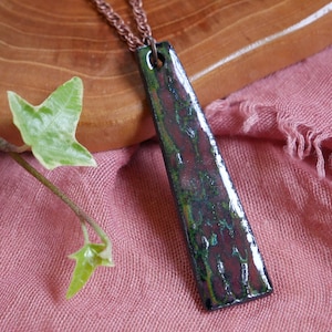 Hammered Enameled Copper Necklace Pendant * Copper 7th Anniversary Gift * Hand Forged Necklace Pendant * 7 Year Anniversary Gift * Modern