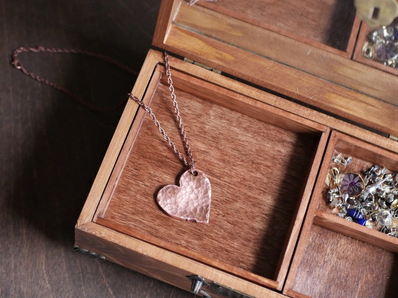 Hammered Heart Pendant Love 7th Hand Forged Copper Heart Necklace 7 Year Anniversary Gift for Women or Her Handmade Copper Necklace