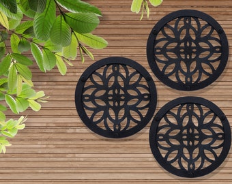 Leaf Trivet Set of 3 * Metal Trivets for Hot Dishes * Black Trivet for Hot Pan * Hot Plate Holders * Iron Pot Stand * Hot Pot Holder