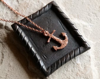 Raw Copper Anchor Necklace * Anchor Pendant * Anchor Jewelry for Men or for Women * Ocean Lovers Gift * Gift for Him or Gift for Her * Lake