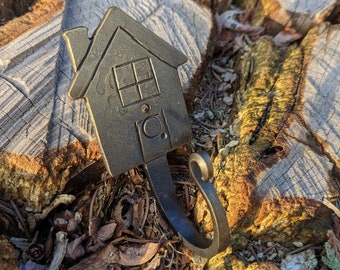 Handmade House Hook * House Warming Gift * Home Key Hook *Decorative Metal Wall Hooks Hand Forged Blacksmith Made for Coats, Towels, Keys
