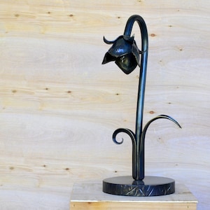 Metal Flower Lamp * Blacksmith Made Lamp Art * Hand Forged Table Lamp * Handmade Industrial Lamp for Your Living Room and Home