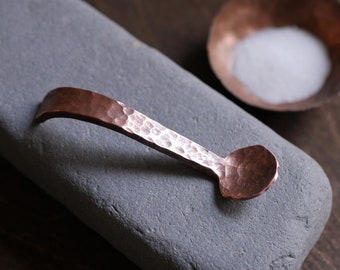 Hand Forged Copper Copper Spoon * Salt Cellar Spoon * Small Hammered Copper Spoon * Handmade Spice Spoon * Rustic Tea Spoon