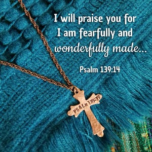 Psalm 139:14 Necklace * Fearfully and Wonderfully Made Necklace * Bible Verse Gifts * Christian Cross Jewelry for Men for Women of Faith