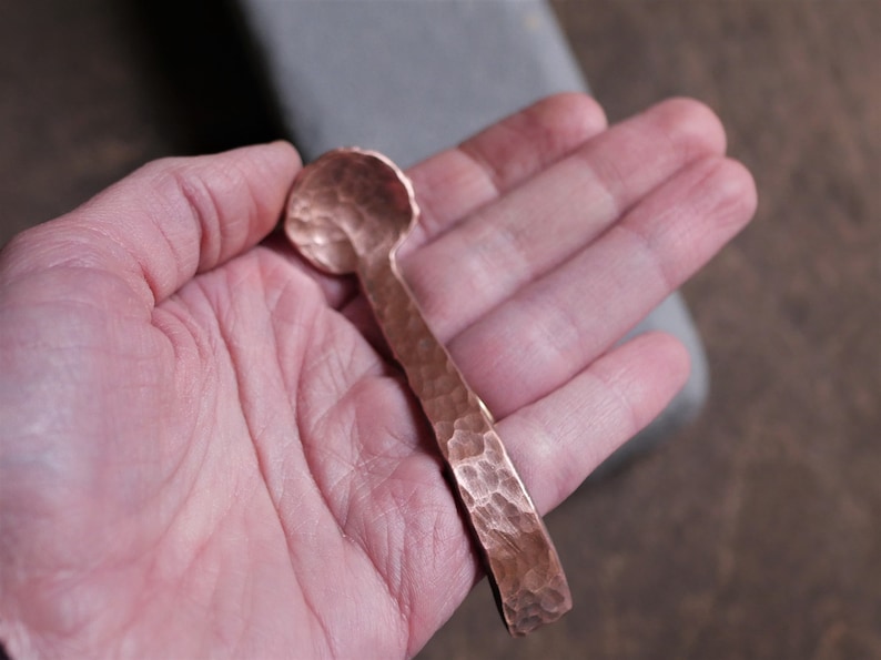 Hand Copper Copper Spoon Salt Cellar Spoon Small Etsy
