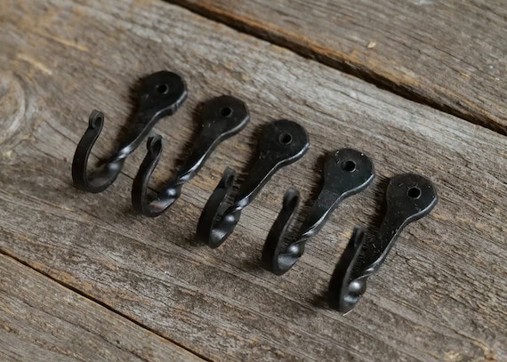 5 Medium 2 Black Decorative Metal Wall Hooks Hand Forged Small Blacksmith  Made for Jewelry, Coats, Towels, Keys -  Canada