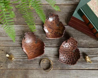 Hand Forged Copper Michigan Trinket Dish * Michigan Decor * Michigan Gifts * Michigan Bowl * Great Lakes Gifts * 7 Year Anniversary Gift