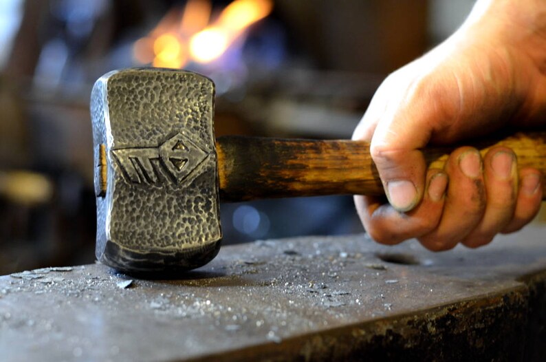 Engraved Hammer Wrought Iron Decorative Hammer Personalized Hammer Blacksmith Made Hand Forged Custom Hammer Thors Hammer