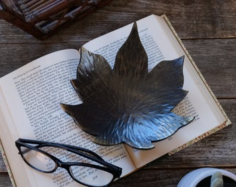 Hand Forged Maple Leaf Bowl * Blacksmith Made Leaf Spoon Rest * Maple Leaf Decor * Hammered Bowl * Handcrafted Steel Dish