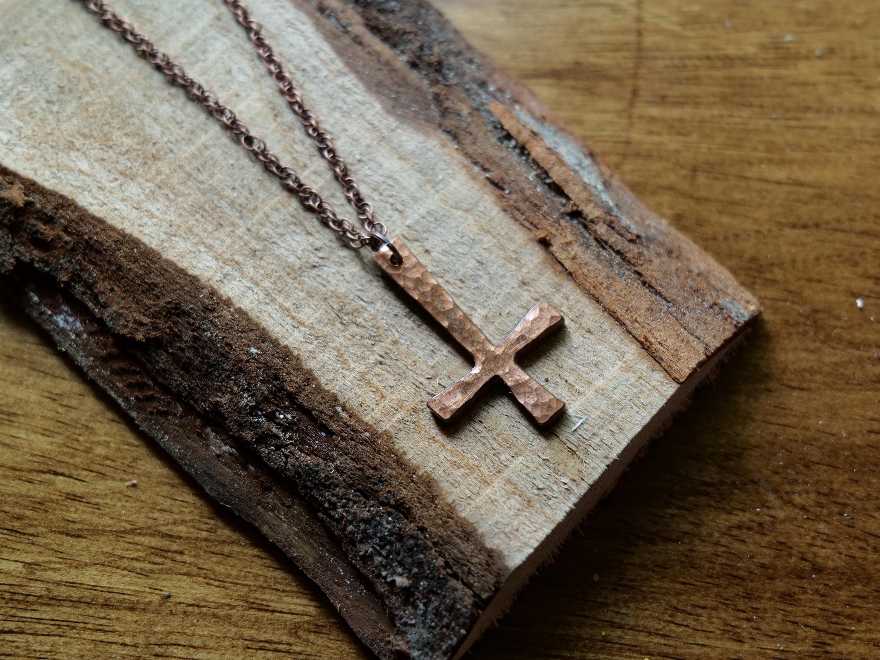 アクセサリー pete36 Hand Forged Copper Petrine Cross Pendant * Cross of St Peter