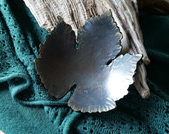 Hammered Grape Leaf Steel Bowl * Wine Gifts * Hand Forged Metal Bowl Blacksmith Made Hammered Dish Gift for Men Steel Gifts * Wine Decor