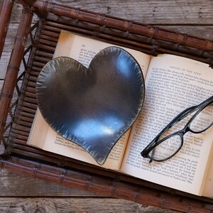 Hammered Heart Steel Bowl * Redbud Leaf Gifts * Hand Forged Metal Bowl Blacksmith Made Hammered Dish Gift for Men Steel Gifts for Her