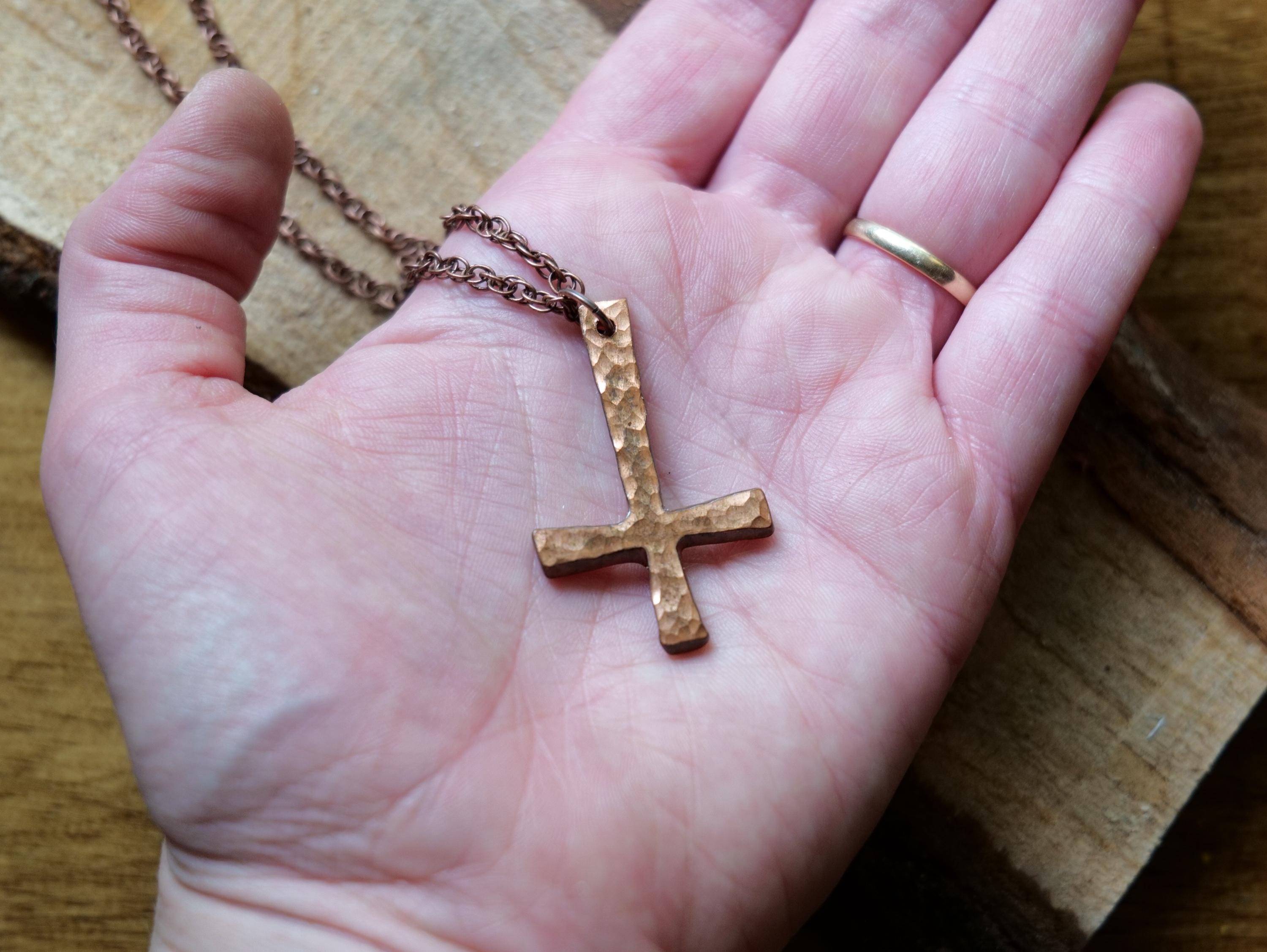 Hand Forged Copper Petrine Cross Pendant * Cross of St Peter