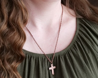 Hand Forged Copper Cross * Hammered Cross Pendant * Christian Gift for Men or Women * Forged Cross Necklace * Handmade Copper Necklace