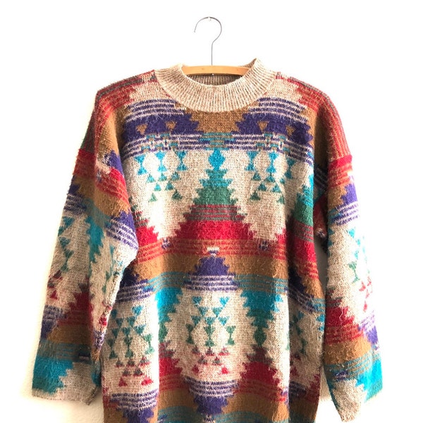 Vintage Pendleton Style Sweater / Navajo / Southwest / Western Wear / 1980's