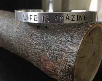 Aluminum Hanstamped Cuff Bracelet