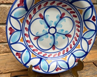 Vintage Solimene Vietri Style Plate: Hand-Painted Italian Ceramic Bowl (9.5")