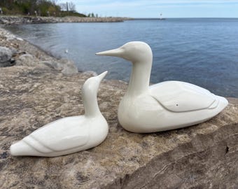 Northern Pottery Ceramic Loons – Peter Gjoni MCM Canadian Art (Set of 2)
