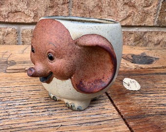 Vintage 1980 “Happy Elephant” Ceramic Mug / Planter by Giftcraft Japan