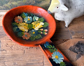 Hand-Painted Folk Art Spoon | Large Decorative Wooden Spoon, European Vintage Wall Decor
