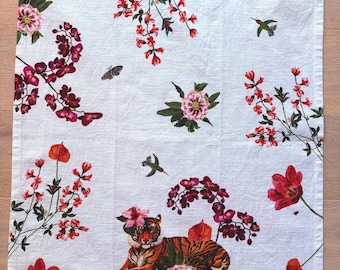 NEW Nathalie Lété Floral Tiger Tea Towel: Anthropologie Kitchen Decor