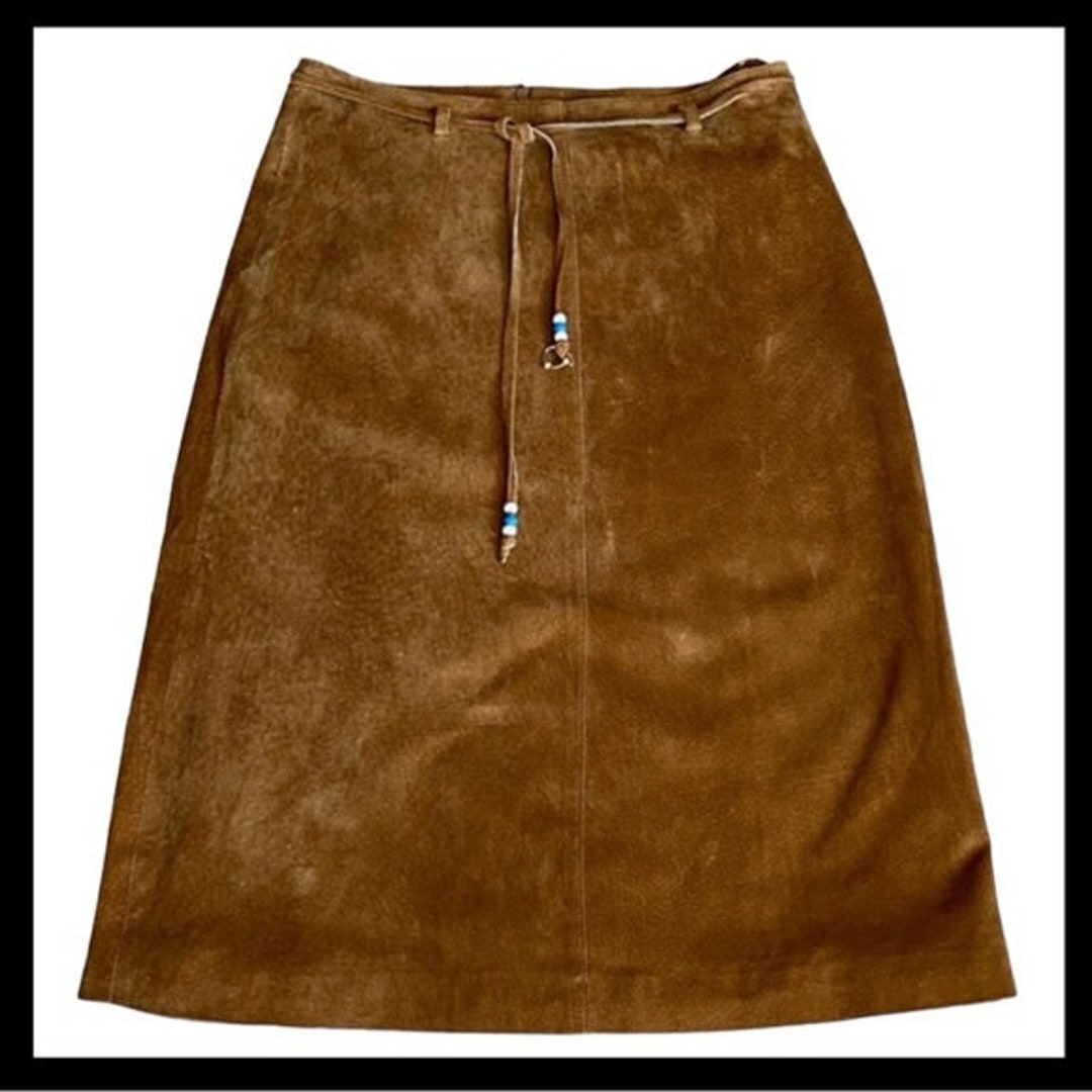 Retro Slit Straight Suede Skirt