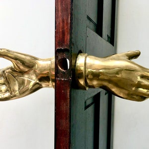 Door Handle BRONZE HAND MADE Sculpture Art Exterior Interior Home Decor Gold Double