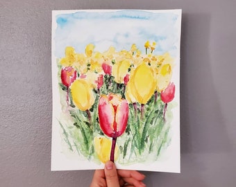 Spring Tulip Watercolor Print | Spring Fine Art Print |