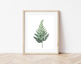 Wydruk akwarelowy z liści paproci skórzanej | Wydruk giclee artystyczny