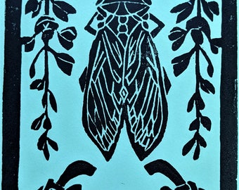 Art Nouveau Cicada on Seafoam Green