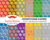Printable Scrapbook and Craft Papers PDF Instant Downloadable File - Honeycomb