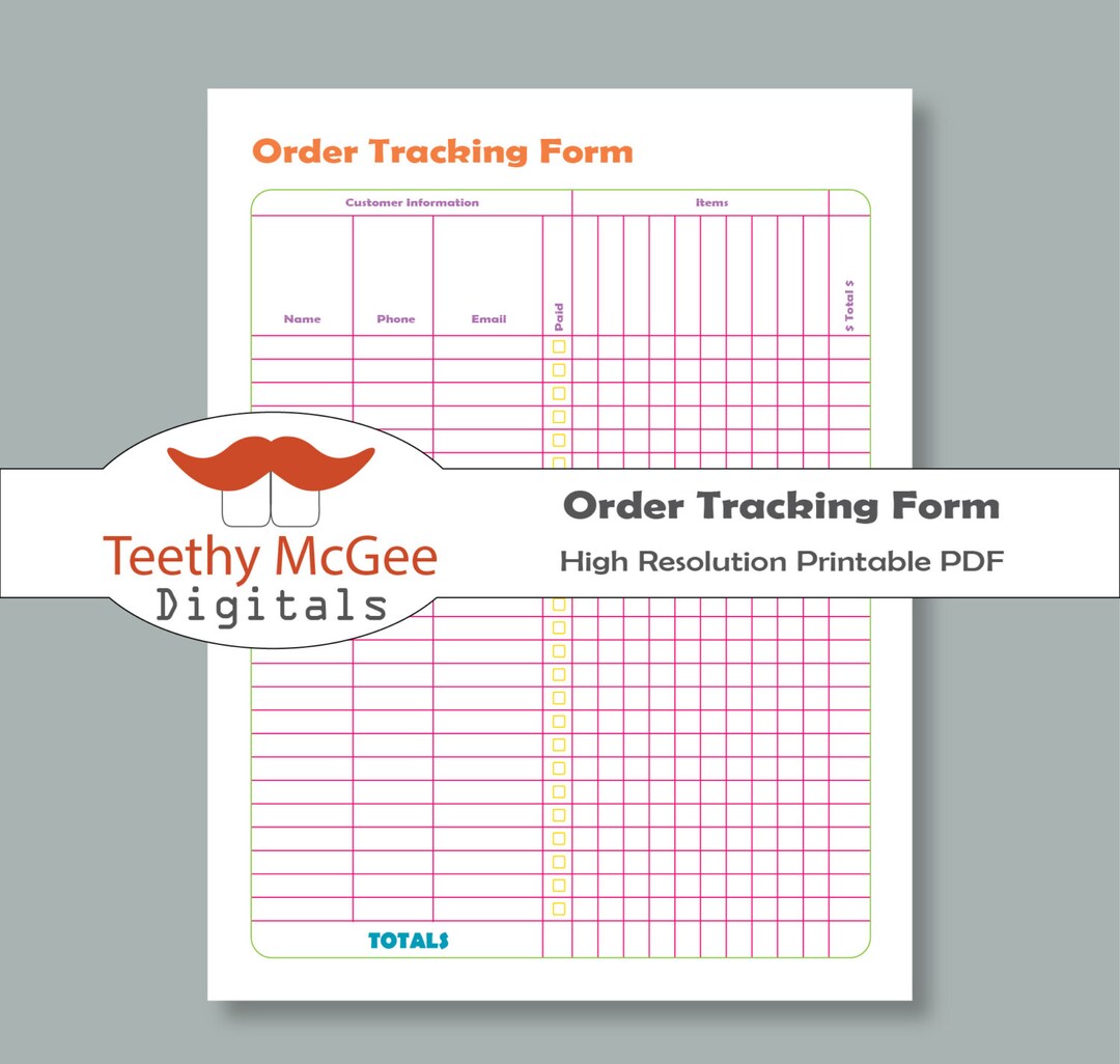 Tracking Number Form.pdf Order Tracking Form - Instant Download Printable Business Tool Keeps ...