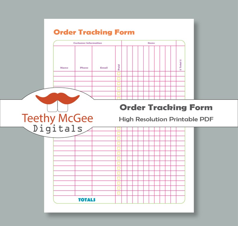 Order Tracking Form Instant Download Printable Business Tool Etsy