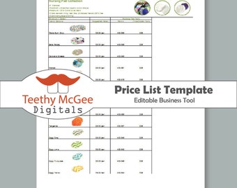 Price List Template - Instant Download Editable for Wholesale and Retail Pricing - Perfect for Craft Shows