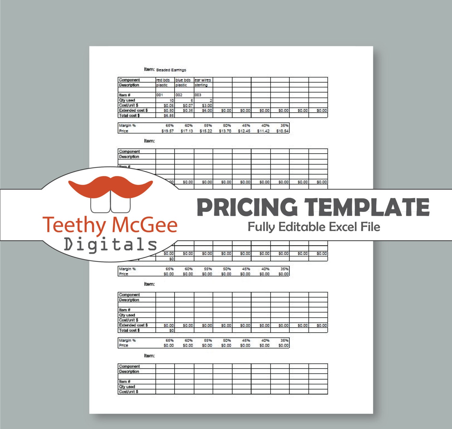Pricing and Costing Template- Instant Download Editable Business Tool ...
