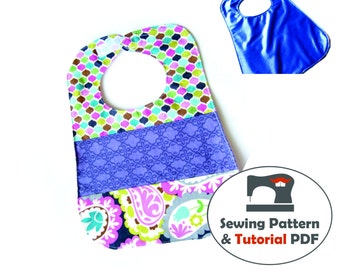 Bib with 3 Panels or Solid Bib - Instant Download Sewing Pattern & Tutorial