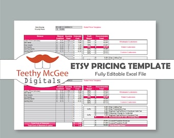 Price Template for Etsy Sellers - Instant Download Editable Business Tool - Automatically Calculates Price with Etsy & PayPal Fees