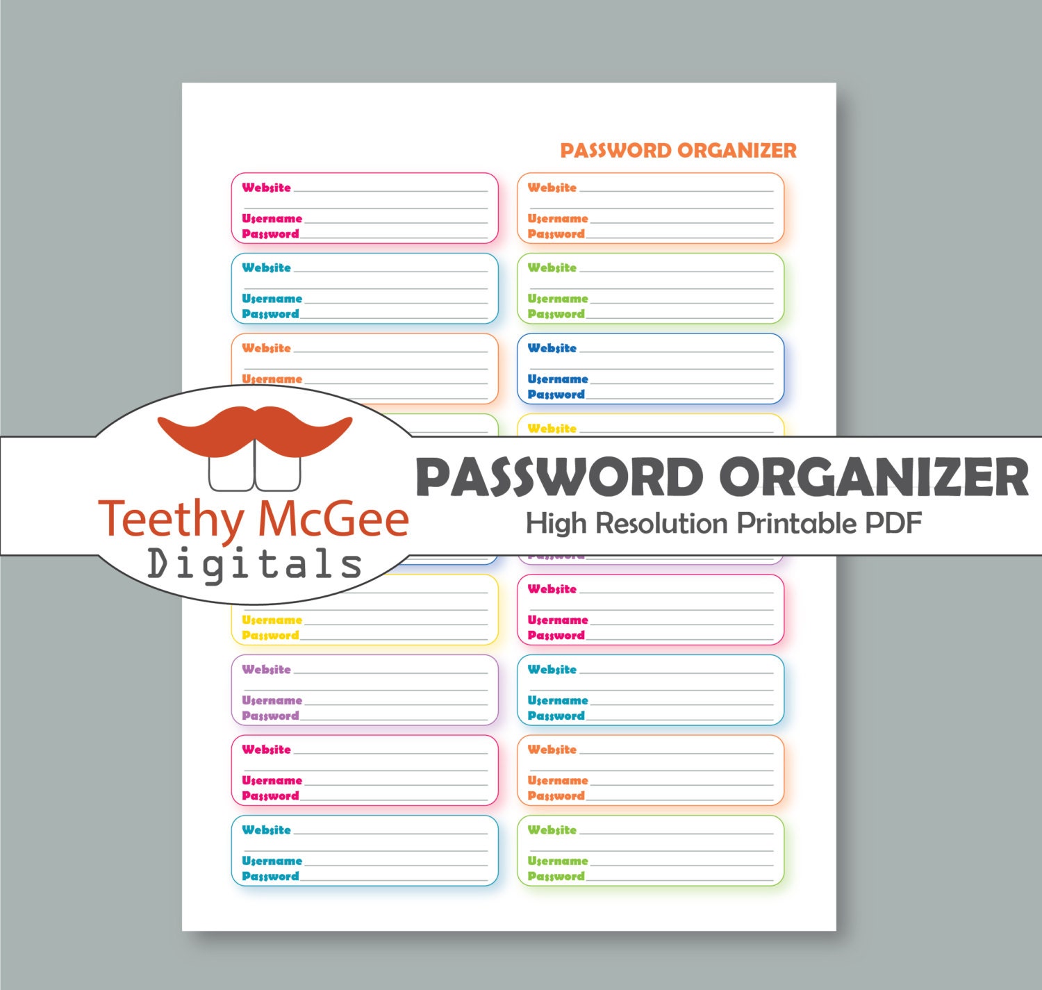 Password Organizer Instant Download Printable Website, Username ...