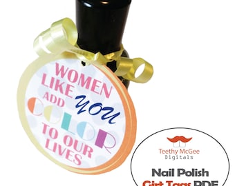 Nail Polish Gift Tags for Bridal Shower Favors - Instant Download Printable PDF File